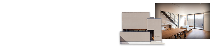 テラスと繋がるベージュの家